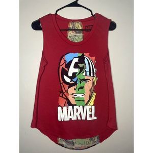 Marvel Hi-Low Red Avenger Comic Tank Top Size Large Sleeveless